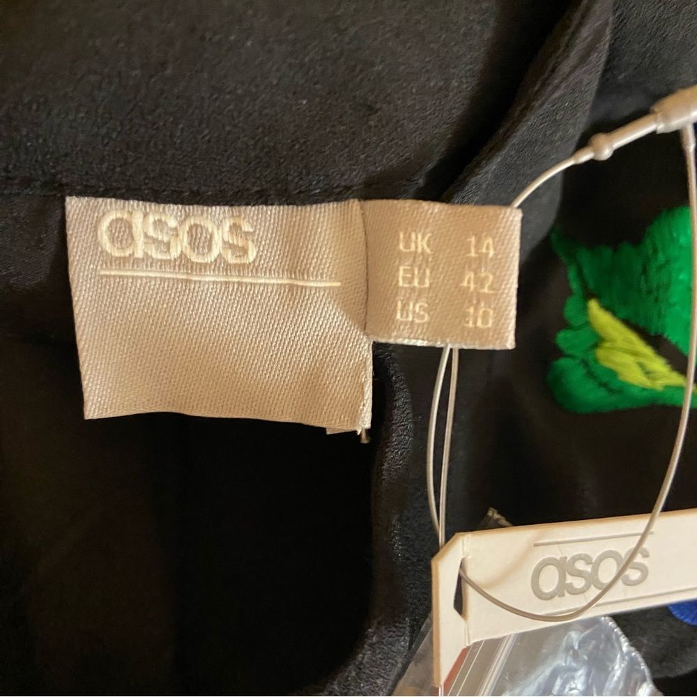 NWT ASOS Black Dress with Floral Bird Embroidery size 10 - Picture 10 of 11